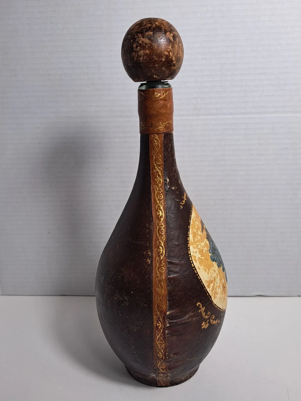 Vintage Italian Leather-Wrapped Wine or Liquor Decanter Handcrafted